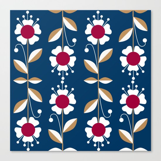Blue floral pattern . Canvas Print