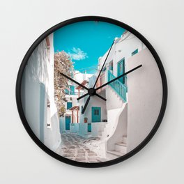 Mykonos Greece Wall Clock | Pastel, House, Greece, Photo, Bed Bath Living Vibe, Landscape Outdoor, Village, Architecture, City, Island 