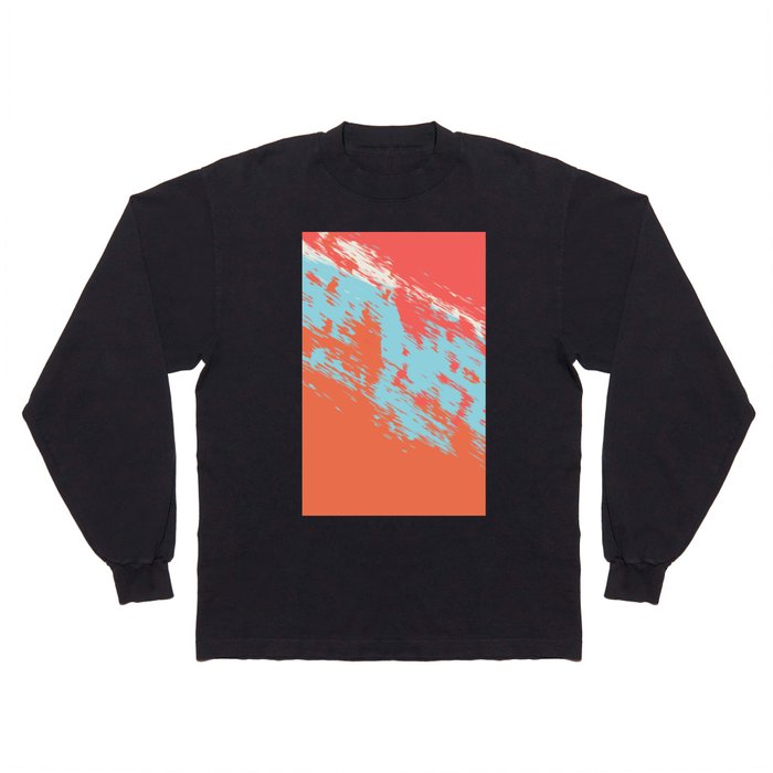 Brush - Abstract Colourful Art Design in Red and Blue Long Sleeve T Shirt