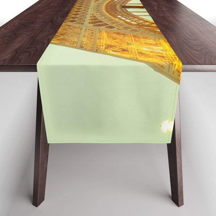 France Photography - Traffic Under The Eiffel Tower Table Runner