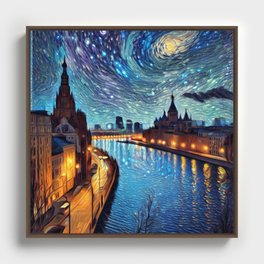 Starry Night Over Moscow Framed Canvas