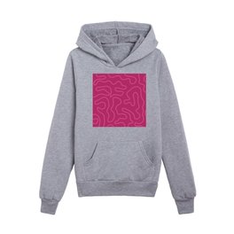 Squiggle Maze Abstract Pattern in Hot Magenta Pink Kids Pullover Hoodies
