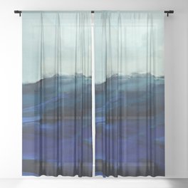 ocean wave blue abstract painting Sheer Curtain