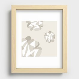 Abstract liquid melting gray and ivory flowers Recessed Framed Print