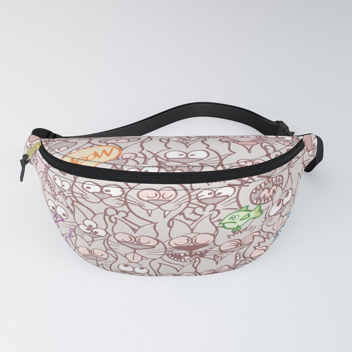 Seamless pattern world crowded with funny cats Fanny Pack