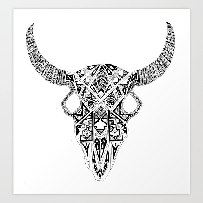 Download Mandala Cow Skull Art Print By Noshortsupply Society6