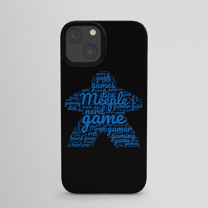 Blue Meeple Board Game Geek Word Art iPhone Case