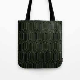Art Deco Arch Pattern I Black & Neutral Green Tote Bag
