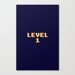 Level 1 retro pixel font dark Canvas Print