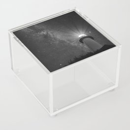 Lighthouse starry sky; Milky Way landscape black and white photograph - photography - photographs Acrylic Box