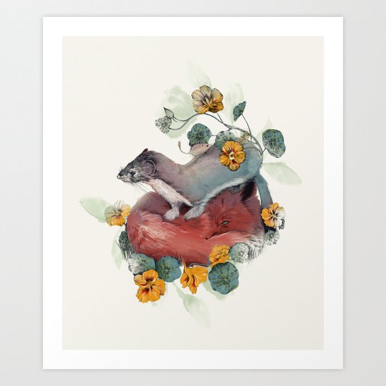 Stoat & Fox Art Print