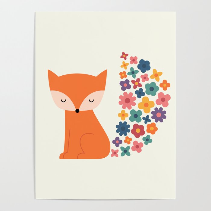 Floral Fox Poster