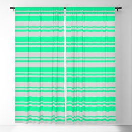 [ Thumbnail: Green and Light Gray Colored Lines/Stripes Pattern Blackout Curtain ]