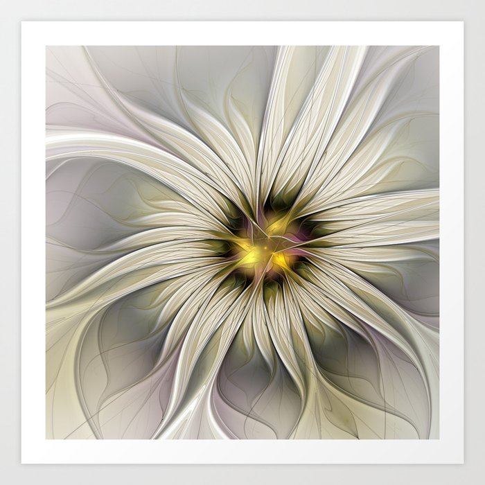 Blossom, Abstract Fantasy Flower Fractal Art Art Print