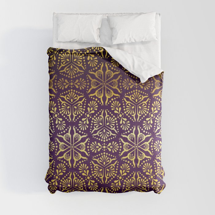 Gold and purple pattern Comforter by Unicorn_Unlimited | Society6