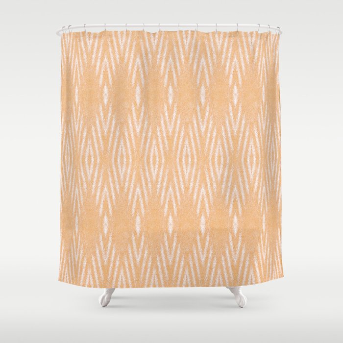 Nappy Faux Velvet Liquid Diamonds in Peach Tiled Shower Curtain