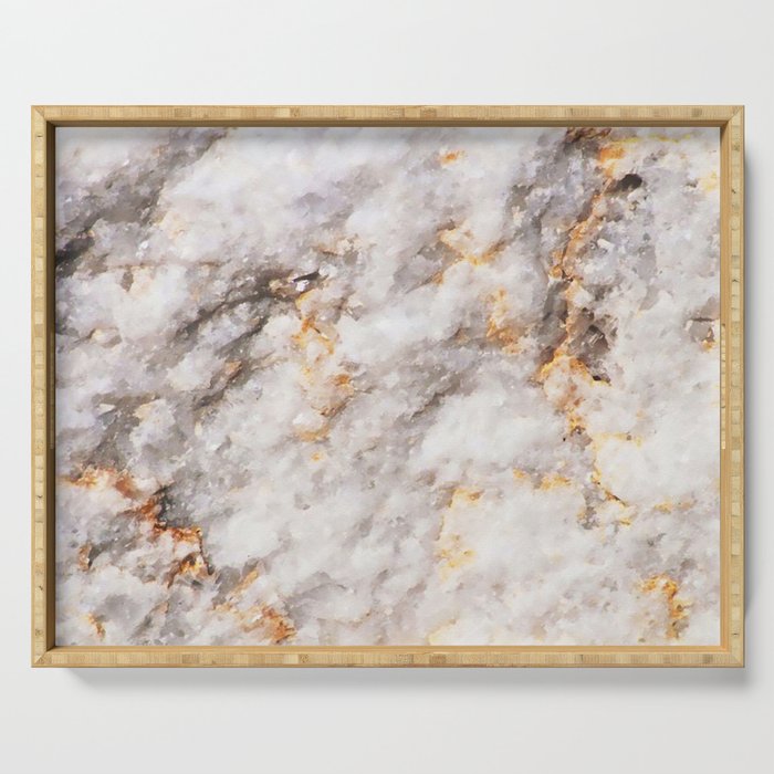 White Marble With Ochre Serving Tray