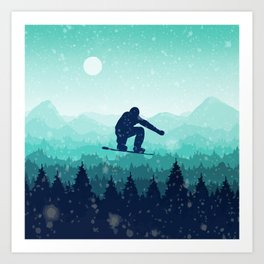 Snowboard Skyline II Art Print