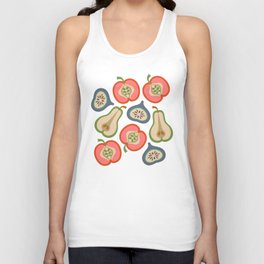 PLUMP RETRO RIPE SUMMER FRUIT APPLE PEAR FIG in VINTAGE 70s COLOURS Unisex Tank Top