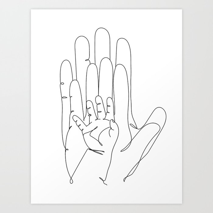Family Hands One Line No.3 Art Print