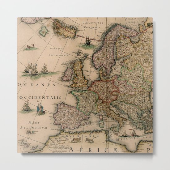 Antique Map Design Metal Print