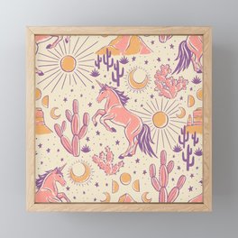 Desert Unicorn - Purple, pink, and gold Framed Mini Art Print