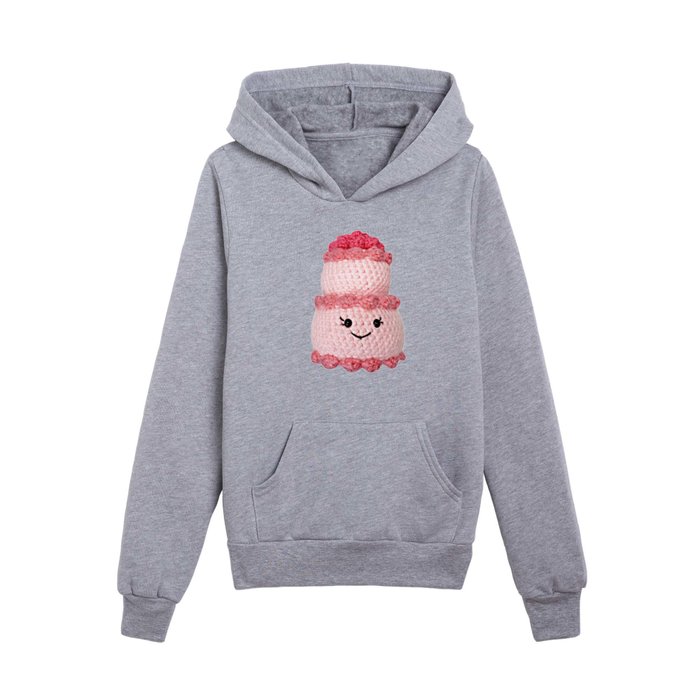 Cute Pink Crochet Cake Amigurumi Kids Pullover Hoodie