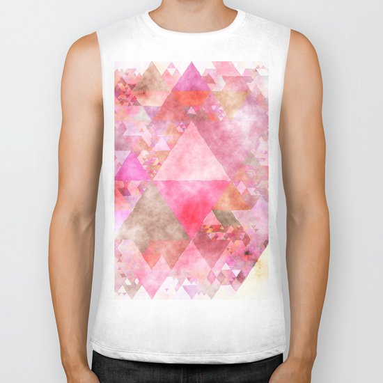 Pink triangles - Abstract elegant watercolor pattern Biker Tank