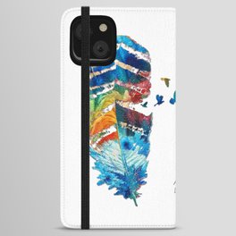 Colorful Feather Art With Birds For Sympathy - Sweet Memories iPhone Wallet Case