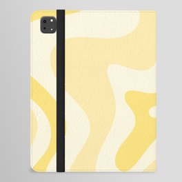 Retro Liquid Swirl Abstract Square in Soft Pale Pastel Yellow iPad Folio Case