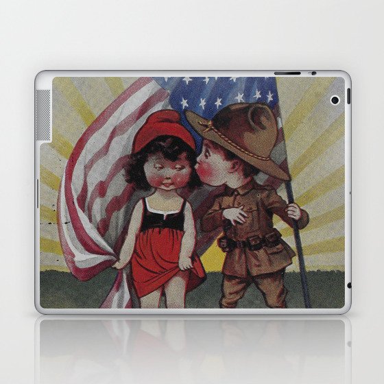 An Adorable Kiss Under American Flag - Simpathy Peace Usa & Russia Laptop & iPad Skin