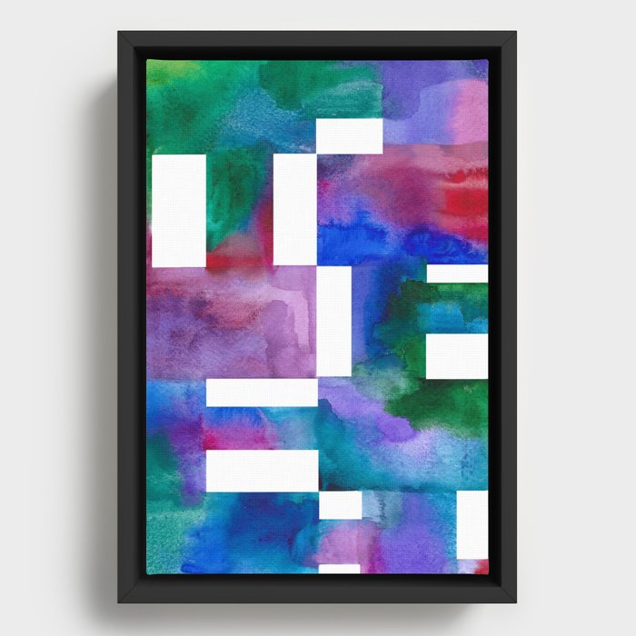 Watercolor Rectangles Framed Canvas