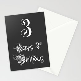 [ Thumbnail: Happy 3rd Birthday - Fancy, Ornate, Intricate Look Stationery Cards ]