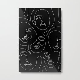 Faces in Dark Metal Print | Pattern, Continuousline, Female, Feminine, Minimal, Woman, Drawing, Faces, Singleline, Oneline 