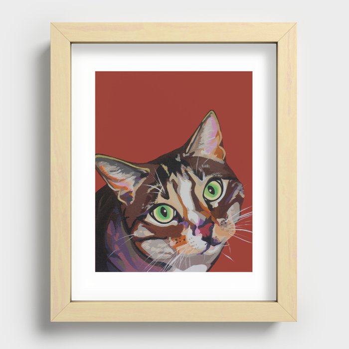Tabby Cat Head Tilt Recessed Framed Print