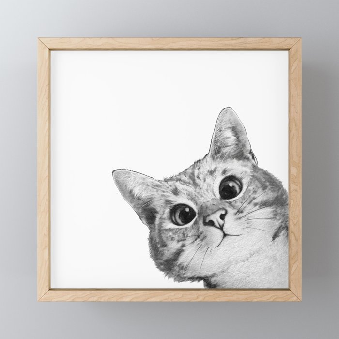 sneaky cat Framed Mini Art Print