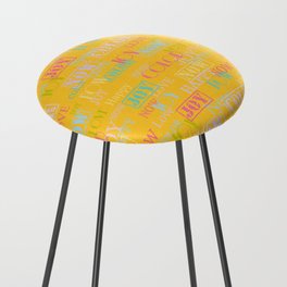 Enjoy The Colors - Colorful Typography modern abstract pattern on Yellow color background Counter Stool