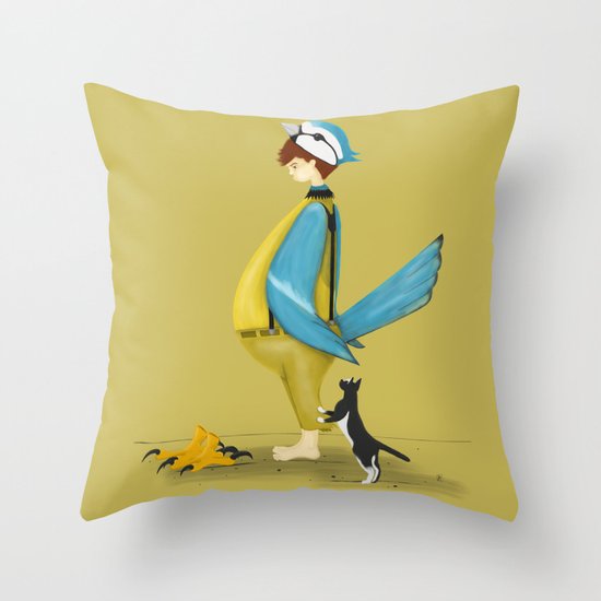 Blue Chickadee Throw Pillow