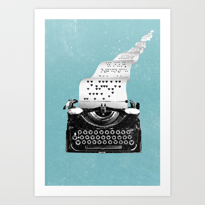 Vintage Love Letters Typewriter Wall Decor Print Poster Art Print