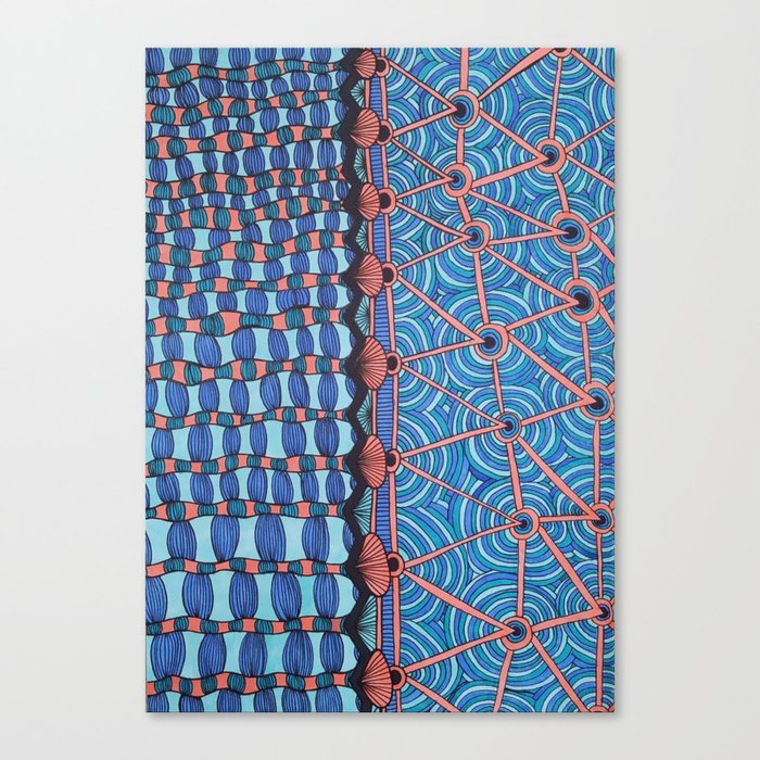 Blue and Salmon Pattern Canvas Print