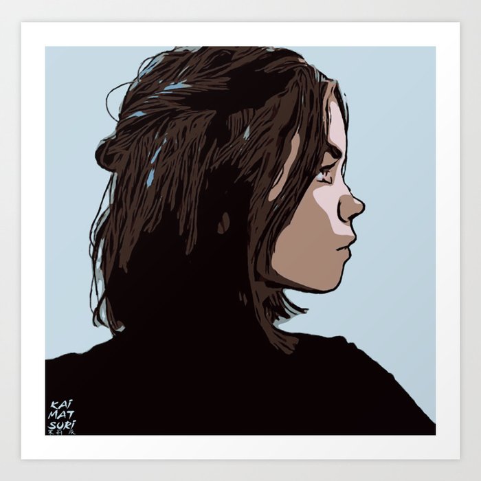 Blue Pretty Girl Profile Portrait Digital Art Vector Illustration Art Print By Kaimatsuri