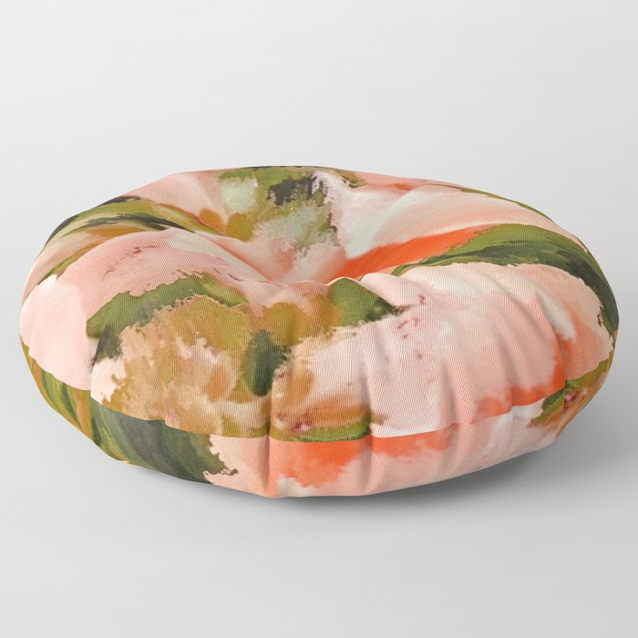 Flower Abstract Pink and Peach Snapdragons  Floor Pillow