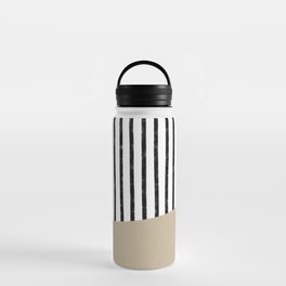Handmade Stripe Block Pattern (tan/white/black) Water Bottle