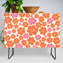 Flower Pattern - Pink, Orange and Cream Credenza