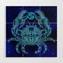 Astrology Horoscope Cancer Zodiac Blue Wood Wall Art