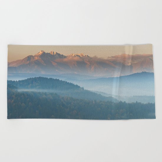The mountains are calling #sunset Beach Towel