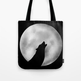 Howling at the moon -wolf silhouette Tote Bag