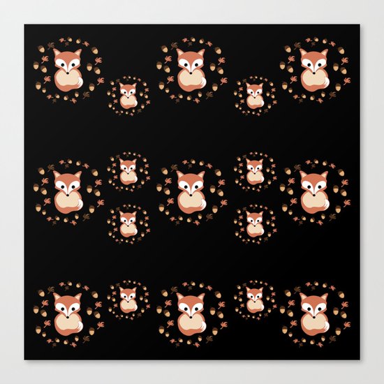 foxes in autumn. Pattern. Canvas Print