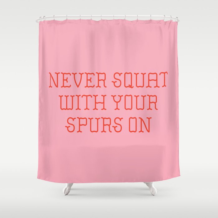 Cautious Squatting, Pink and Red Shower Curtain