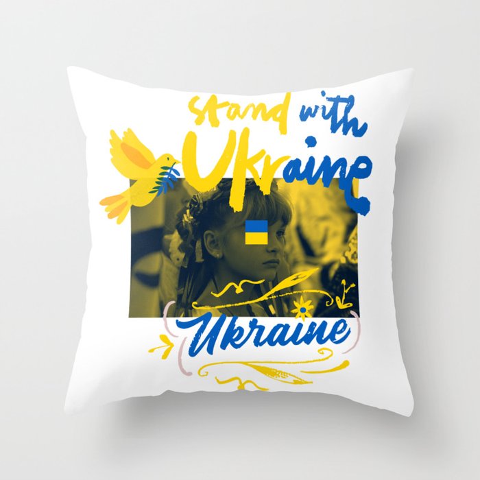 Stand With Ukraine Girl Throw Pillow